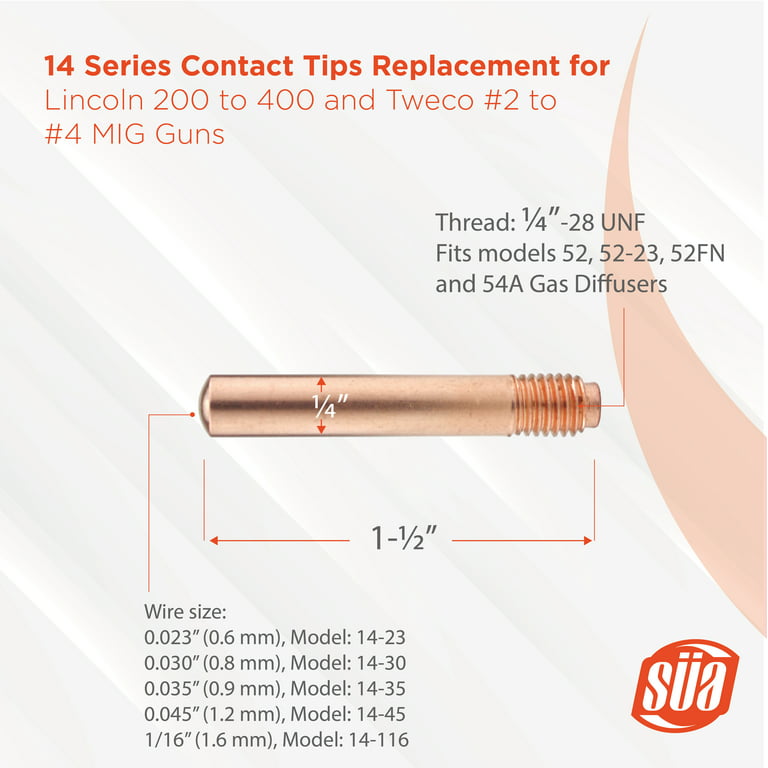 MIG Gun 14-23 52 Tweco #4 Style 14 Piece Value Kit Combo 1.0mm Tips